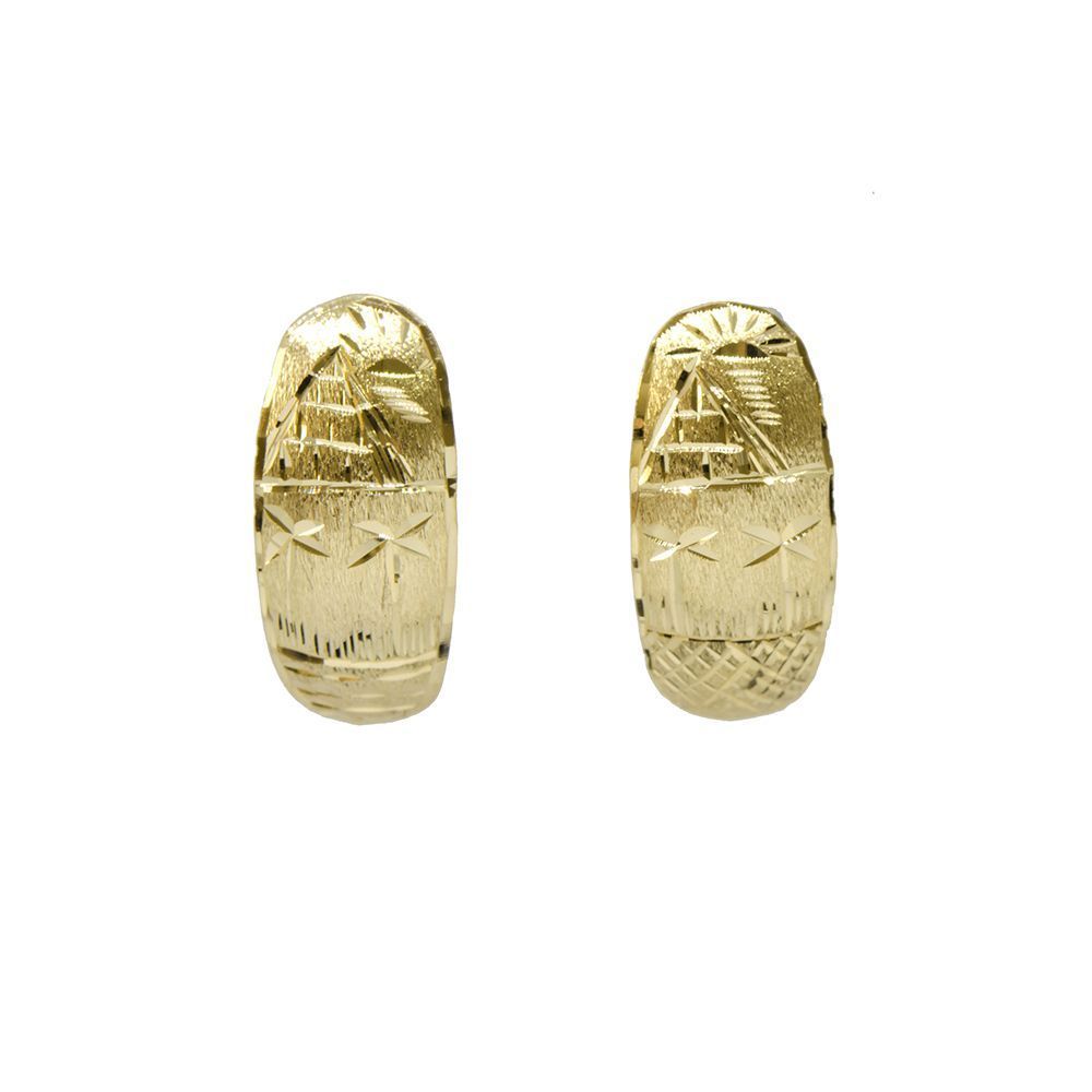 Brinco Eg�pcio com clips em Ouro Amarelo 18 Kilates - 25110